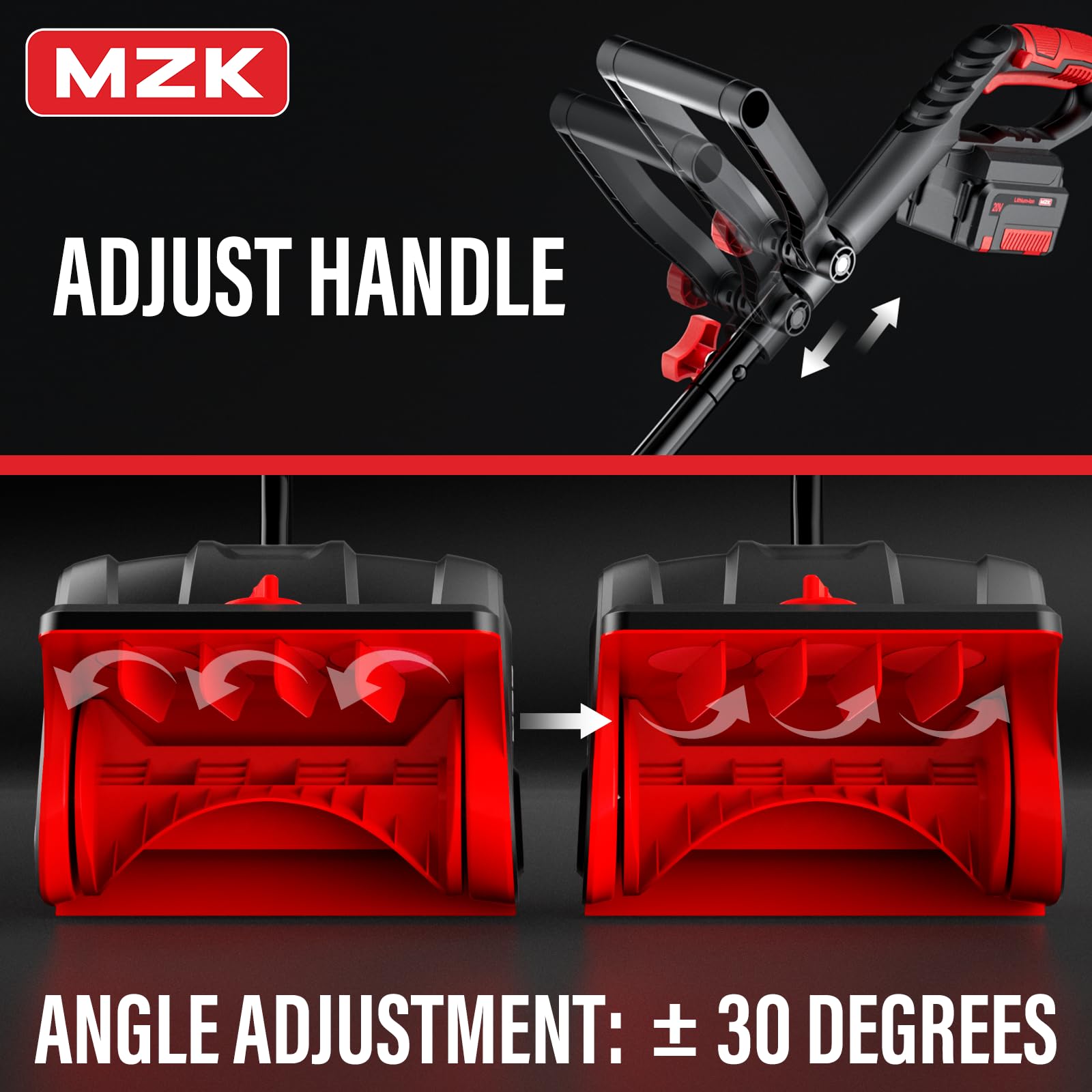 Amazon.com : MZK 20V 13-Inch Battery Powered Snow Thrower, Battery